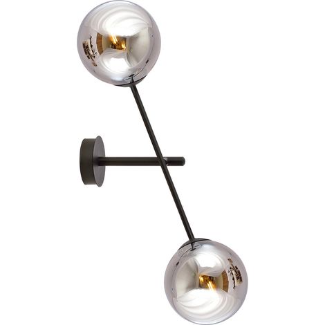 Applique 2 Luci Yama In Acciao Nero Con Bracci Regolabili E Vetro Fumè (1/5)