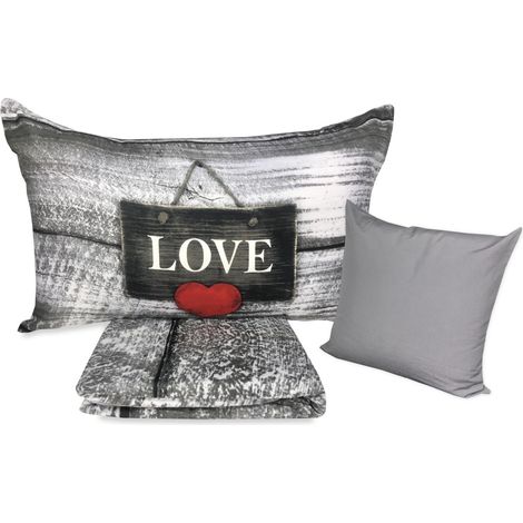 COPRIPIUMINO IMA.TEX FOTOGRAFICO CUORE SHABBY LOVE 2 con federa Arredo Cm. 155X200