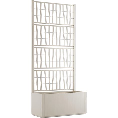 Fioriera con vaso largo cm 80 Spalliera Grigliata separe' alta cm 175 GESSO rampicante modulabile componibile per Esterni Giardini Terrazze separatore ambienti locali commerciali per piante e fiori