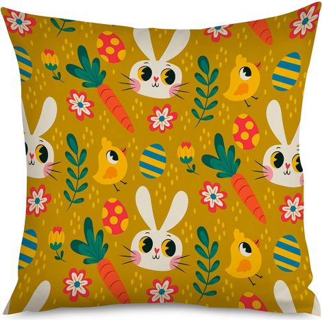 Housse de coussin œufs rayés, Pâques moderne (1/5)