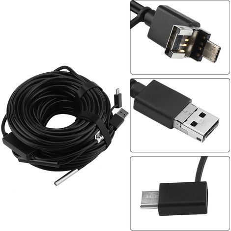Endoscope USB 1 pièce 20 m 5,5 mm avec caméra étanche 720P pour inspection de tuyaux et voiture (1/5)