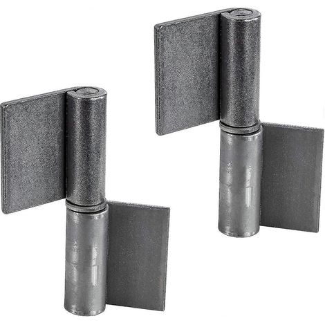 Charnières de porte soudées - métal - hauteur 82 mm, charnières robustes pour portes de jardin et machines, 2 pièces (1/5)