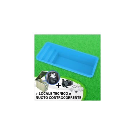 Piscina vetroresina GARDENIA+Locale tecnico+Nuoto controcorrente