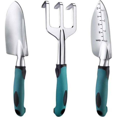 3-Piece Gardening Tool Set, Three Heavy-Duty Cast Aluminum Gardening Tools with Rubberized Non-Slip Handles (1/5)