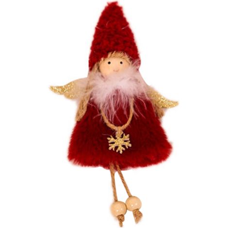 Ornement de poupée féerique 17x10cm, décoration suspendue en peluche pour arbre de noël, pour la maison, l'hôtel, le club, le centre commercial, rouge (1/5)
