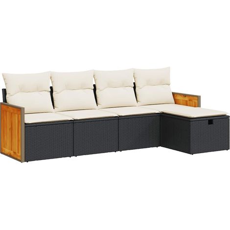 Maison Exclusive - Set de muebles de jardín 5 pzas y cojines ratá (1/5)