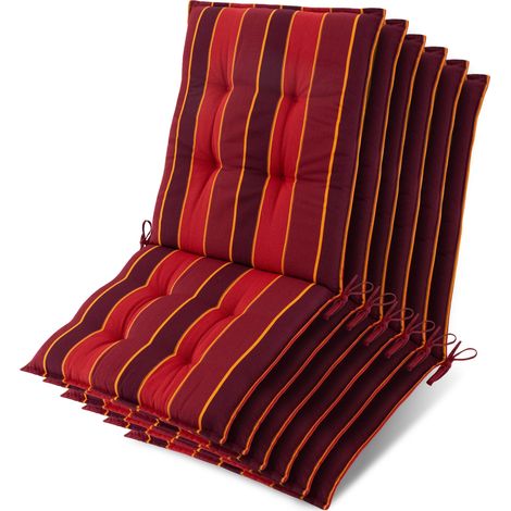 6x Niederlehner Sun-NL Auflage 105x50x8cm Rot-Gestreift