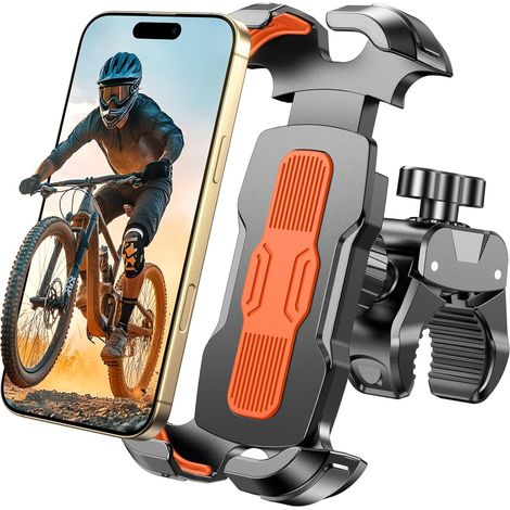 Support Telephone Velo, Rotation 360° Support Téléphone Moto, Verrouillage Sûr Porte Téléphone Vélo, Support Telephone Trotinette Electrique pour Smartphones 4.7"-6.9"