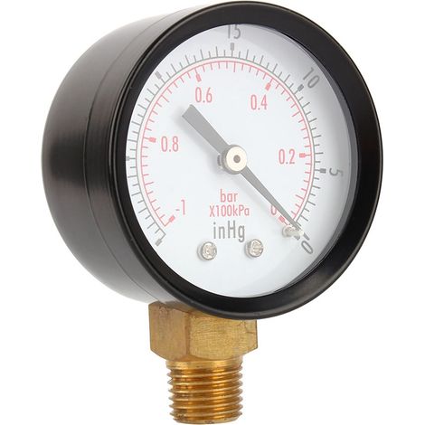 2"-Vakuummeter für Luftkompressoren, Wasser, Öl, Gas, 1/4"-NPT-Anschluss unten, MF (1/5)