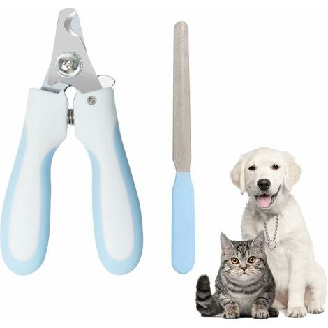 Coupe-ongles pour animaux, coupe-ongles professionnel pour chiens et chats (avec lime à ongles), kit de toilettage, bleu (1/5)