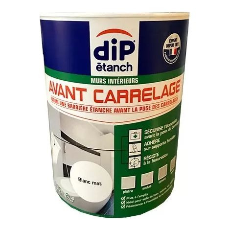 Imperméabilisant avant carrelage 0,75 L – Protection contre l'eau pour cuisines et salles de bains – Résines acryliques – Dip Etanch