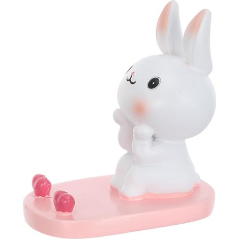 Support de Téléphone Portable de Lapin Rose, Station d'accueil en Résine Stable pour Bureau et Décoration, Compatible Smartphones, Pratique pour Réunions et Voyages (1/5)