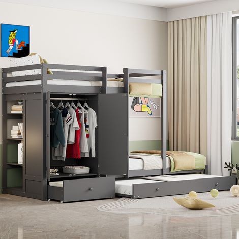 Letto a castello con letto estraibile e armadio OKMYHOME (1/5)