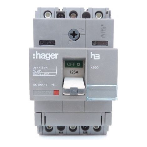Interrupteur à déclenchement libre x160 3P 125A fixe HAGER HCA125H (1/2)