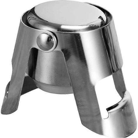 Bouchon de bouteille de champagne en acier inoxydable, scelleuse sous vide portable, bouchon pour bouteille de vin et de raisin-Silver (1/3)
