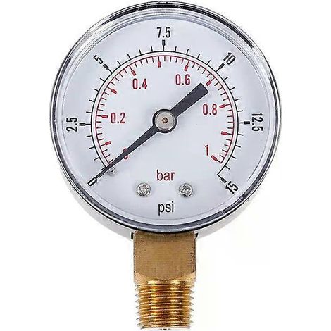 Niederdruckmanometer für Kraftstoff, Luft, Öl, Gas, Wasser, 50 mm, 0–15 PSI, 0–1 bar, 1/4 BSPT (1/4)