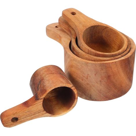 Lot de 4 cuillères à mesurer - bois - pour café, thé et épices (1/5)
