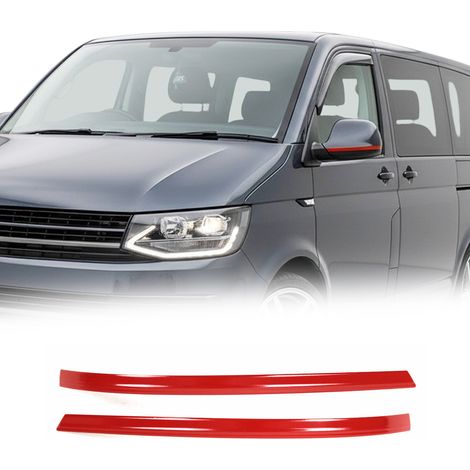 OMAC Garnitures de Coques de Rétroviseurs Compatible avec VW T5 Transporter 2010-2015 en Acier Inoxydable Rouge 2 Pcs (1/5)
