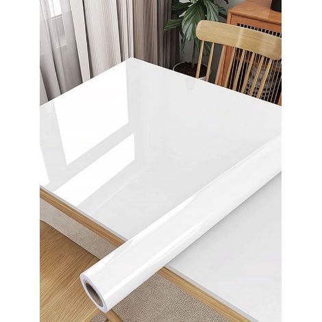 Rotolo di pellicola autoadesiva in plastica lucida per mobili, pareti e porte, effetto lucido, bianco, 60 x 300 cm, rotolo di pellicola in vinile PET impermeabile