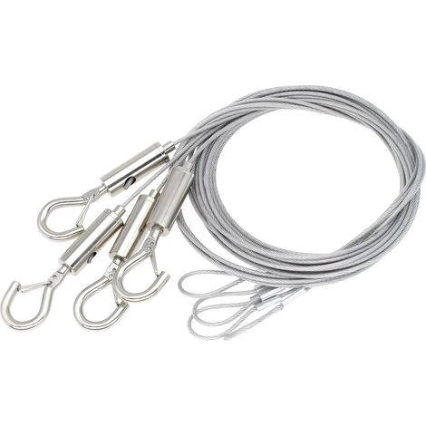 Set mit 4 verstellbaren, 150 cm langen Aufhängedrähten mit Öse und Haken aus 1,5 mm dickem Edelstahl. – AquaForge (1/4)