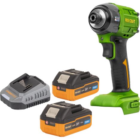 Atornillador de impacto con batería Procraft PS22bb 20 V 230 Nm 1/2" sin escobillas + 2 baterías de 4,0 Ah + cargador