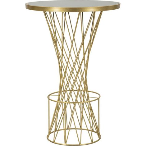 Tavolo bar Tower New in vetro e ferro oro e nero Ø70x103 cm