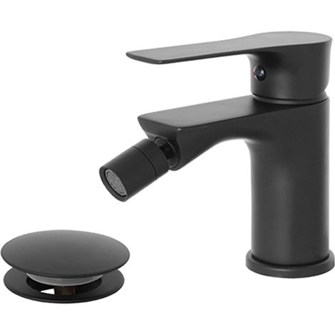 MISCELATORE MONOCOMANDO RUBINETTO BIDET NERO OPACO SERIE FLAT FERIDRAS (1/3)