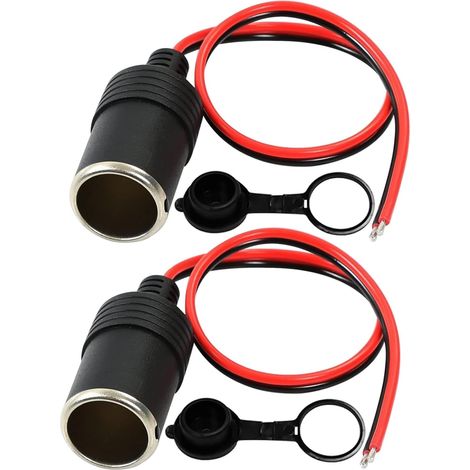 GTIWUNG 2PCS Voiture Allume Cigare Socket 16AWG 1FT/30CM, Fiche Allume Cigare Femelle 12V Voiture Moto Bateau Prise Allume Cigare Femelle Câble Adaptateur de Prise, avec Couvercle Anti-poussière
