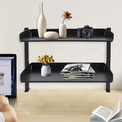Étagère de bureau à pince à 2 étages - Étagère de bureau à pince - Noire - 44 x 22 x 39.3 cm (1/5)