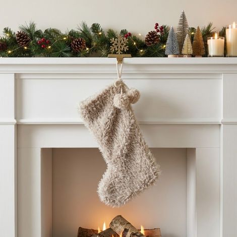 Cream Faux Fur Christmas Stocking (1/2)