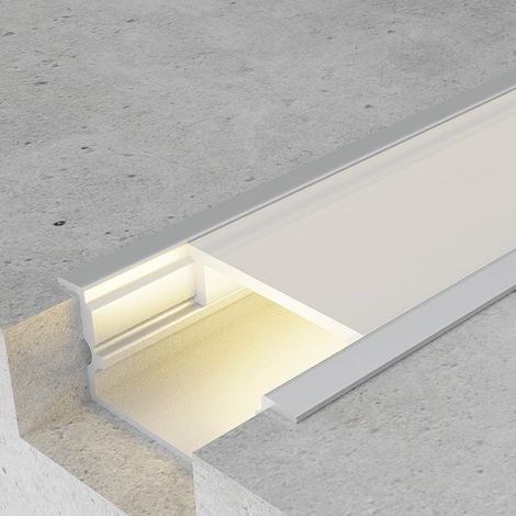 IluminaShop - Perfil Aluminio para Empotrar con Alas Hieg 12/24V/220V 2 metros