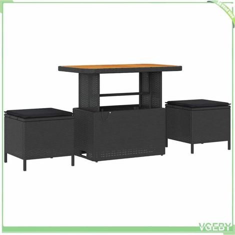Ensemble de salle à manger pour jardin - FAFEICY - 42007916 - Noir polyrotin - Table 100x100 cm - 2 personnes (1/5)