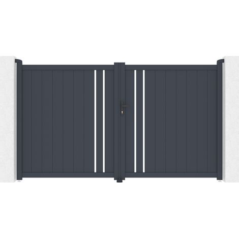 Casanoov – Portail battant aluminium 3m – Hauteur 176cm – Résistant à la corrosion – Accessoires inclus – Gris anthracite (RAL 7016) (1/5)