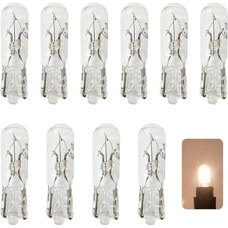 12V T5 W1.2W LED Incandescent Tableau Bord Light Blanc,Ampoules de Rechange T5 Capuchon,pour Tableau de Bord Voiture,10 PCS,Blanc (1/5)