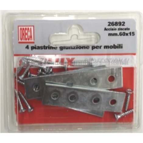 ORECA - 4 LASTRINE DI GIUNZIONE DRITTE IN ACCIAIO ZINCATO 60X15MM