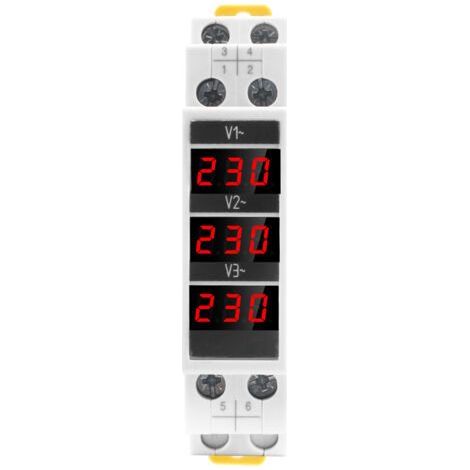 PA Disjoncteur SDM010, type rail modulaire, voltmètre numérique triphasé, instrument électrique électronique, AC 80-500 V, 1 pièce (1/4)