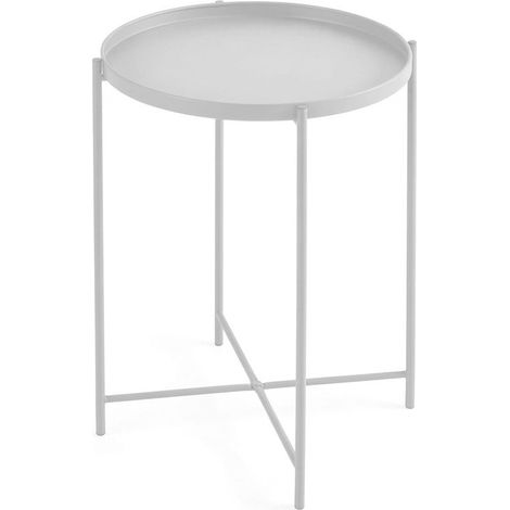 Tavolino da Salotto Moderno Tondo Bianco Opaco Complemento Arredo 37x50cm (1/5)