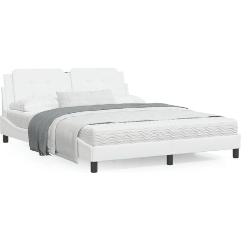 Lit avec matelas blanc 160x200 similicuir (1/5)