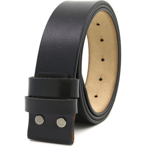 Mens Leather Belt Strap Without Buckle, Vintage Replacement Leather Belt Strap with Snap on Buckle (1/5)