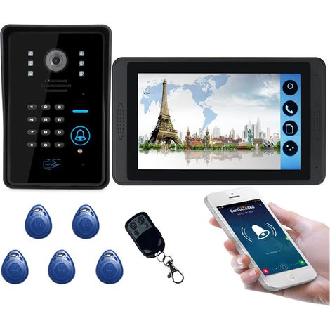 Caméra de sécurité sans fil avec sonnette vidéo Smart Sans Fil Wifi Téléphone Portable À Distance Maison Moniteur Extérieur Haute Définition Vision Nocturne Réseau Vidéo Sonnette Installation facile (1/5)