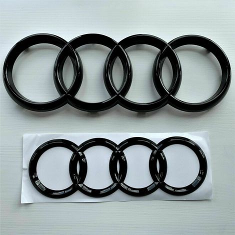 Anneaux d'emblème Audi noir brillant avant et arrière A1 A3 A4 A5 273 mm 192 mm (1/2)