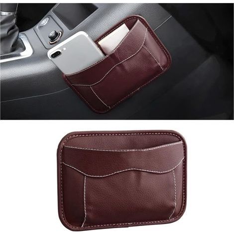 Small Multifunctional PU Car Organizer, Side Organizer for Car Seat, Leak-Proof PU Side Organizer for Car Seat, for Organizing Documents (Wine Red) (1/5)