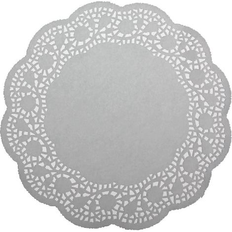 100 runde, weiße Spitzendeckchen aus Papier zum Einwickeln von Kuchen, Tischdekoration bei Hochzeiten (266 mm)