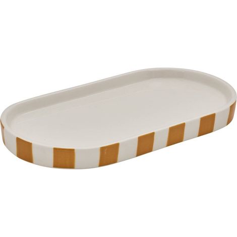 Vassoio strio 24 cm in gres, righe arancio grano - 5five