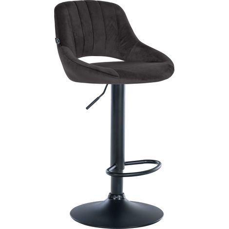 Sgabello da bar regolabile in altezza x1 in velluto nero con schienale traforato e base in metallo nero 100005794