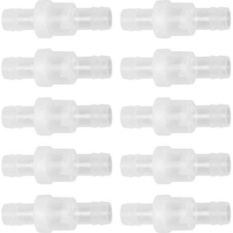 Lot de 10 clapets anti-retour unidirectionnels translucides avec ressort pour tuyau d'arrêt d'eau, destinés à l'industrie chimique (12 mm / 0,5 po). (1/5)