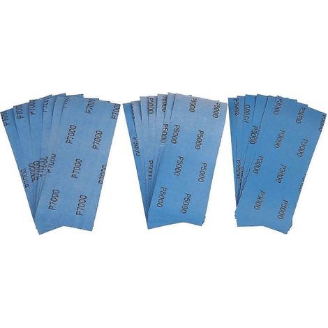 Papier de verre à polir à sec ou à l'eau. assortiment de grains 3000. 5000 et 7000. pour le ponçage de cloisons sèches. de surfaces automobiles. de bois et de métal. (1/5)