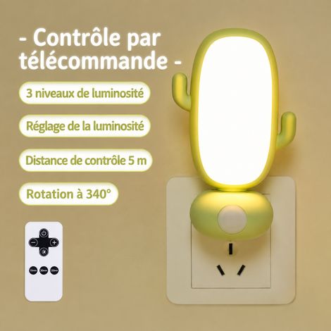 Veilleuse LED Cactus avec télécommande, Lumière jaune chaude, Luminosité réglable, Minuterie à 3 niveaux 60 g – Livraison gratuite