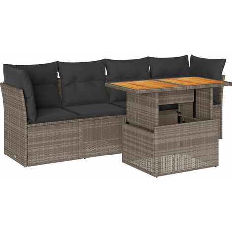 Maison Exclusive - 5-tlg. Garten-Sofagarnitur mit Kissen Grau Pol