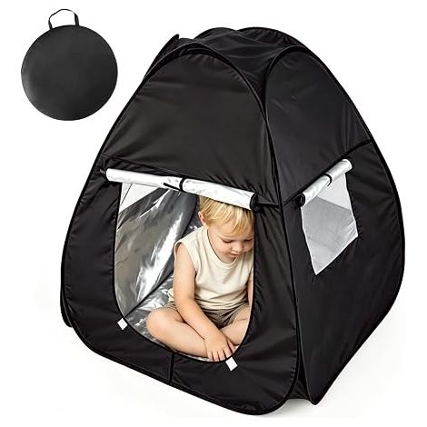 Tente Sensorielle, Pop Up Tente De Jeu, Tente Enfant Cabane Intérieur Exterieur, Coin Sensoriel Noir (1/5)